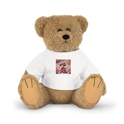Whimsical Geisha Kitten in a Valentine Garden Plush Toy with T-Shirt