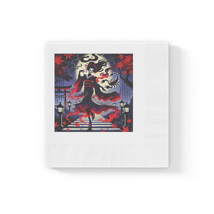 Halloween Sorceress White Coined Napkins