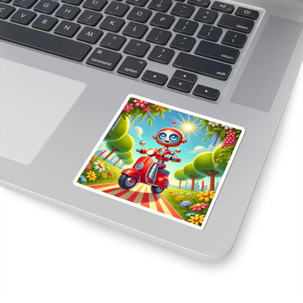 🤖🌿 The Traveling Robot Kiss-Cut Sticker – Adventure, Curiosity & Playful Discovery