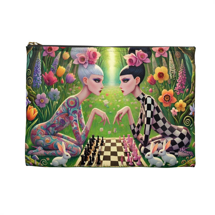 The Spring Gambit: A Fairy’s Move Flat Pouch – Whimsical Chess & Spring Magic