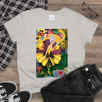 Women's Enchanted Pansy Print Midweight Cotton Tee