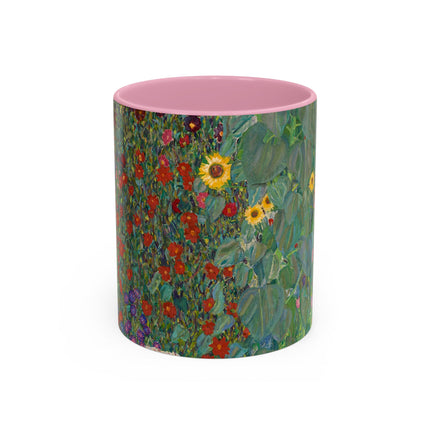 Farm Garden with Sunflowers by Gustav Klimt Colorful Mugs (11oz, 15oz)