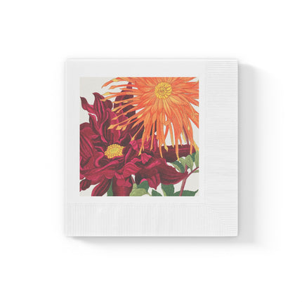 Dahlia by Tanigami Kônan White Coined Napkins