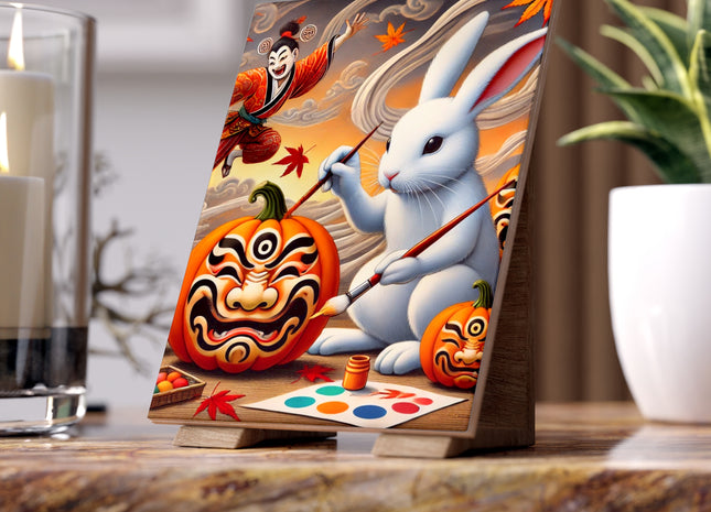 Halloween Rabbit’s Kabuki Jack-o’-Lanterns Ceramic Tile