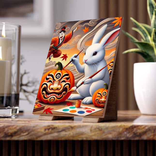 Halloween Rabbit’s Kabuki Jack-o’-Lanterns Ceramic Tile