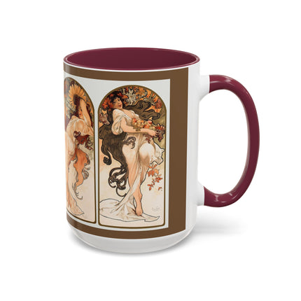 The Seasons by Alphonse Maria Mucha Colorful Mugs (11oz, 15oz)