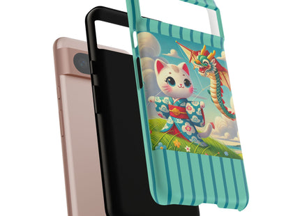 Geisha Kitten and the Dragon Kite Phone Cases