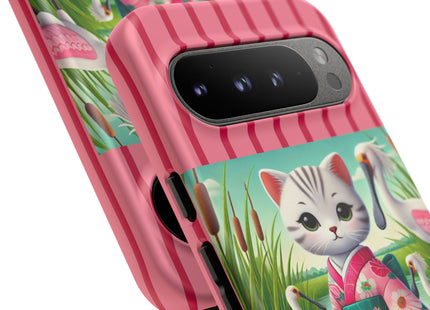 Geisha Kitten Strolls Among the Spoonbills Phone Cases