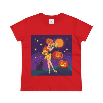 🎃🕯️ Moonlit Pumpkin Masquerade Cotton Tee – Whimsical Halloween Charm