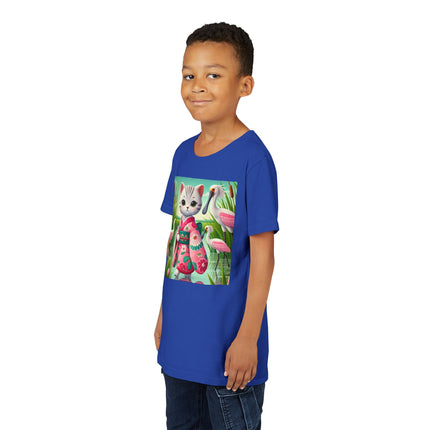 Geisha Kitten Strolls Among the Spoonbills Youth Short Sleeve Tee
