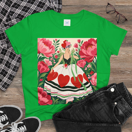 ❤️🌸 The Heart Garden Cotton Tee – Art Deco Floral Romance