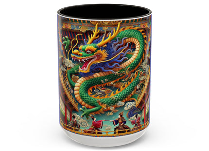 Tibetan Dragon Over Kabuki Duel Colorful Mugs (11oz, 15oz)