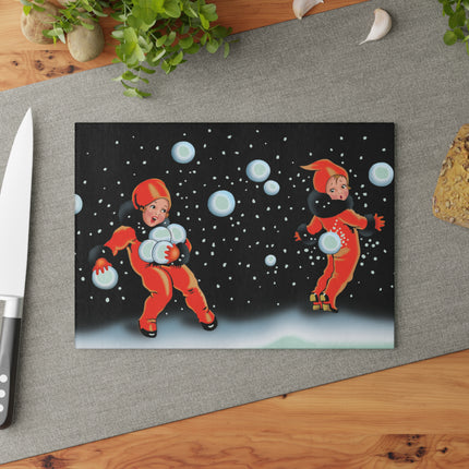 A Festive Snowball Glass Cutting Board