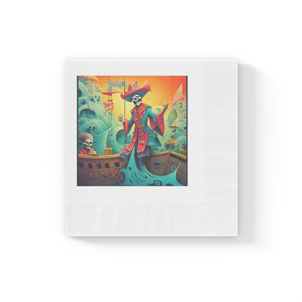 Skeleton Crew of the Misty Seas White Coined Napkins