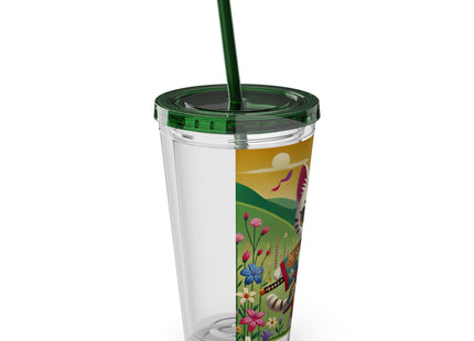 Samurai Kitten Sunsplash Tumbler with Straw, 16oz