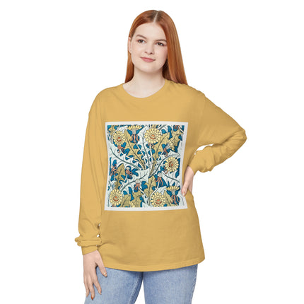 Art Nouveau Dandelion Flower Garment-dyed Long Sleeve T-Shirt