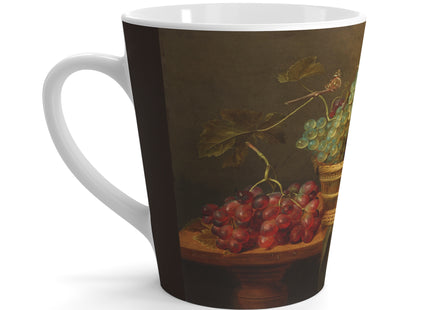 Basket of Grapes and a Pomegranate on a Table by Jacob van Hulsdonck Latte Mug