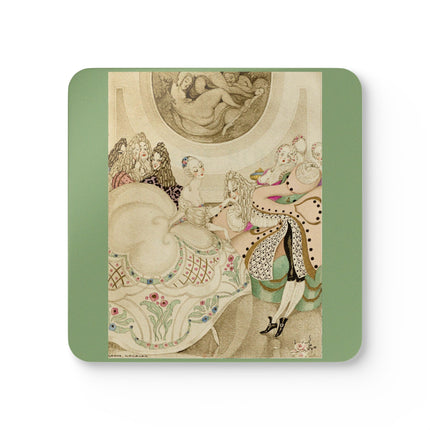 Sur talons rouges (On Red Heels) pl 01 by Gerda Wegener Corkwood Coaster Set