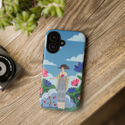 🌸🎩 The Lady Of The Grand Flower Garden Phone Case – Art Deco Fashion Illustration