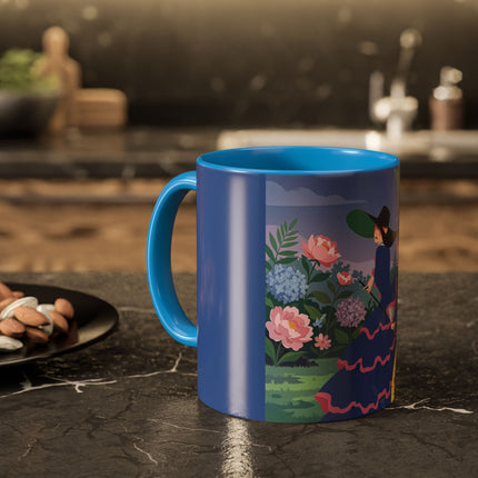 The Lady Of The Garden Stroll Colorful Mugs – Art Deco Botanical Elegance