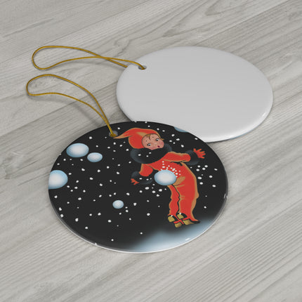 A Festive Snowball Ceramic Ornament, 3 Shapes