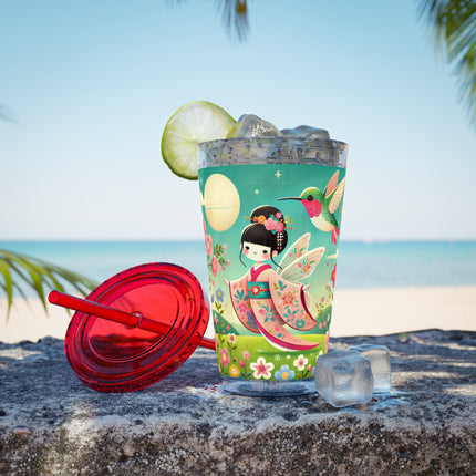 Geisha Fairy and the Hummingbird Blossom Sunsplash Tumbler with Straw, 16oz