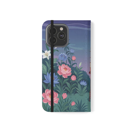 🐦🌸 The Lady And The Golden Bird Flip Case – Art Deco Floral Reverie
