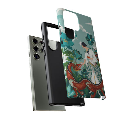 🐉🌿 The Dragon Keeper Phone Case – Art Deco Floral Fantasy