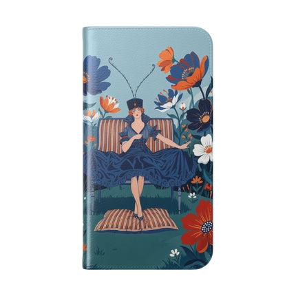 🌺🎩 The Lady Of The Grand Flower Garden Flip Case – Art Deco Floral Fantasy