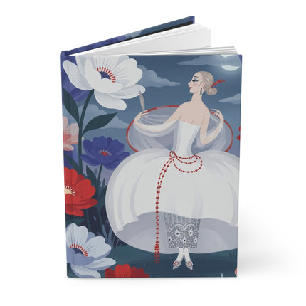 🌙🌺 The Lady Of The Moonlit Flower Garden Hardcover Journal – Art Deco Evening Elegance