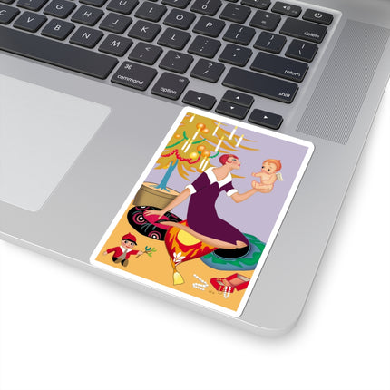 Art Deco Christmas Kiss-Cut Stickers (4 Sizes)