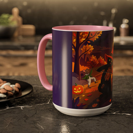 🐈‍⬛🎻 The Black Cat's Moonlit Melody Colorful Mug – Whimsical Halloween Music
