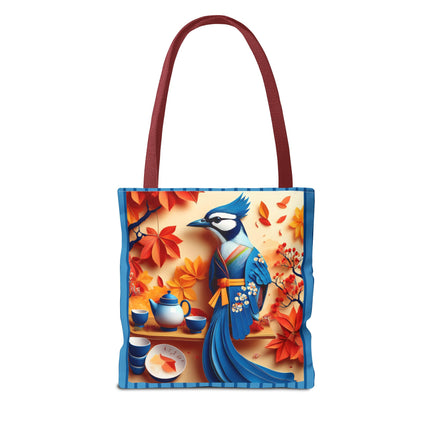 Blue Jay at an Autumn Tea Ceremony Tote Bag (AOP)