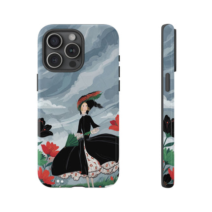 🌧️🌺 The Stormy Flower Walk Phone Case – Art Deco Floral Fashion