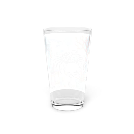 Spotted Crab & Pagoda Pint Glass – Mystical Ocean & Asian Harmony