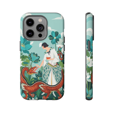 🐉🌿 The Dragon Keeper Phone Case – Art Deco Floral Fantasy