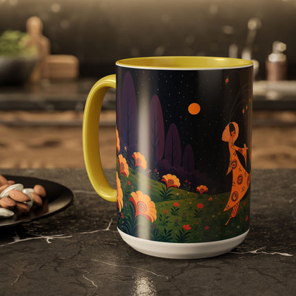 🌙🌼 The Moonlit Floral Dancer Colorful Mug – Art Deco Garden Fantasy