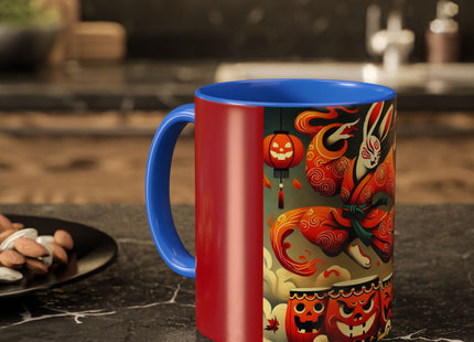 Jack-O’-Lantern Drums & The Kabuki Rabbit Colorful Mugs (11oz, 15oz)