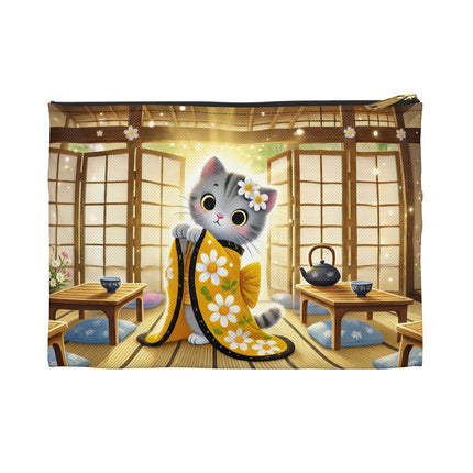 Playful Kitten in the Tea Room Accessory Pouch – Curious Charm & Cozy Whimsy