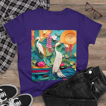 Elegant Egret Oasis Women's Midweight Cotton Tee
