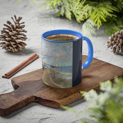 Fishing Boats on the Beach at Saintes-Maries by Vincent Van Gogh Colorful Mugs, 11oz