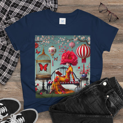 Reading In A Painted Garden Cotton Tee