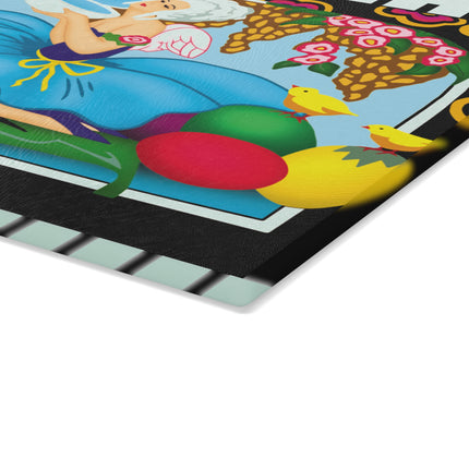 Blooms and Chicks Glass Cutting Board