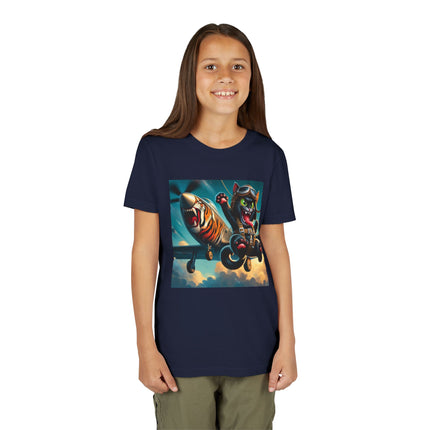Parachuting Cat Commando Youth Short Sleeve Tee