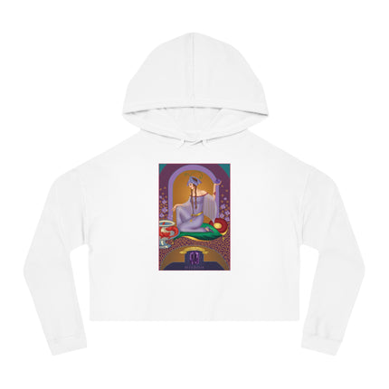 February & Amethyst (from the Gem Series) by Sofia Chiostri Women’s Cropped Hooded Sweatshirt