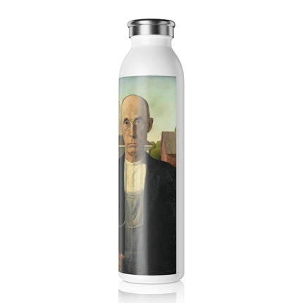 American Gothic by Grant Wood Slim Water Bottle