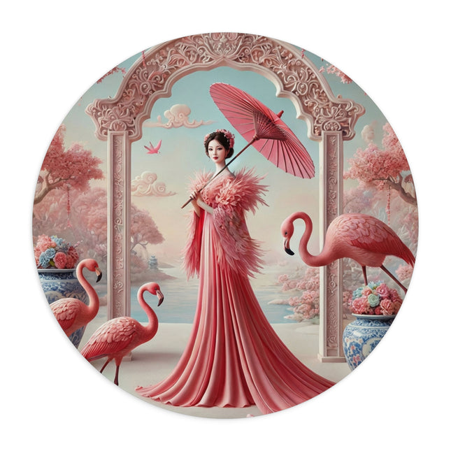 Petals, Porcelain, and Flamingos Mouse Pad