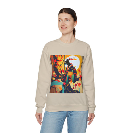 Black Cat in Kimono Unisex Heavy Blend™ Crewneck Sweatshirt