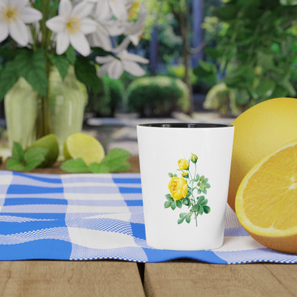 Yellow Rose Botanical Illustration by Pierre-Joseph Redouté Ceramic Shot Glass