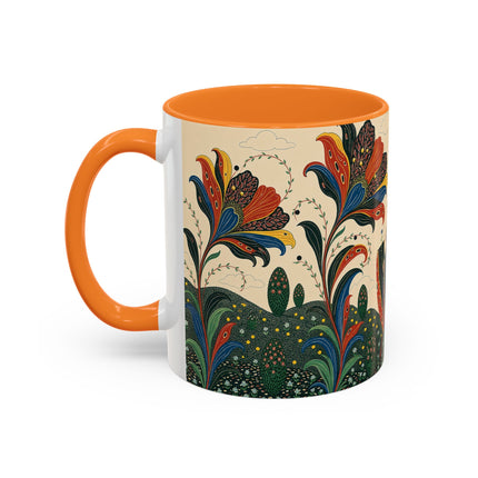 🌺🦋 The Enchanted Floral Voyage Colorful Mug – Art Deco Botanical Whimsy